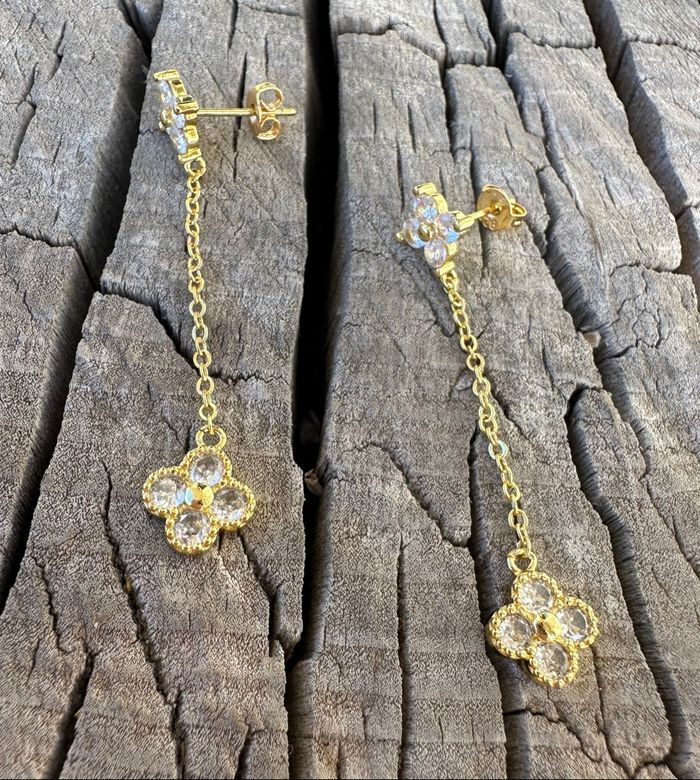 Boucles d’oreilles argent 935 à l’or fin  Diamants - photo numéro 3