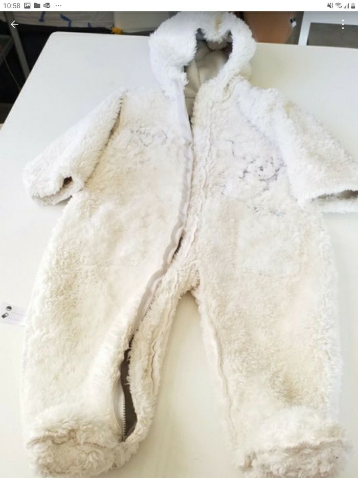 Combinaison a capuche avec zip intérieur fourré pour bébé 9/12 mois - photo numéro 4