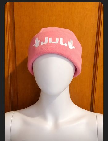 Bonnet Jul rose et blanc