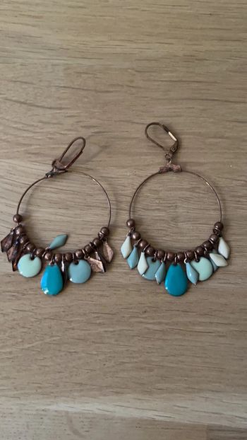 Boucle d’oreille cuivre et bleu