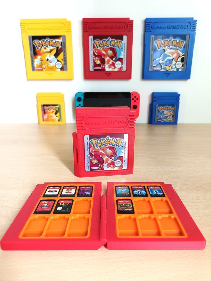 Boite de rangement pour jeux Nintendo switch, style cartouche gameboy pokémon