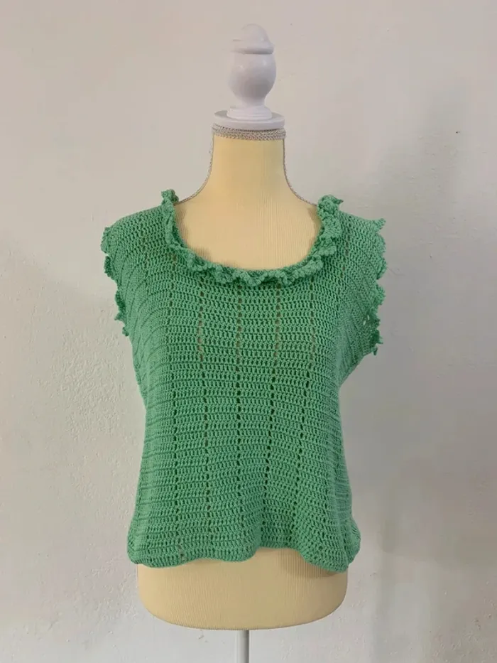 Haut crochet vert – Fait main - Taille M