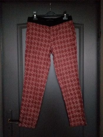 Pantalon resserré blanc & noir & bordeaux 36/S - Zara