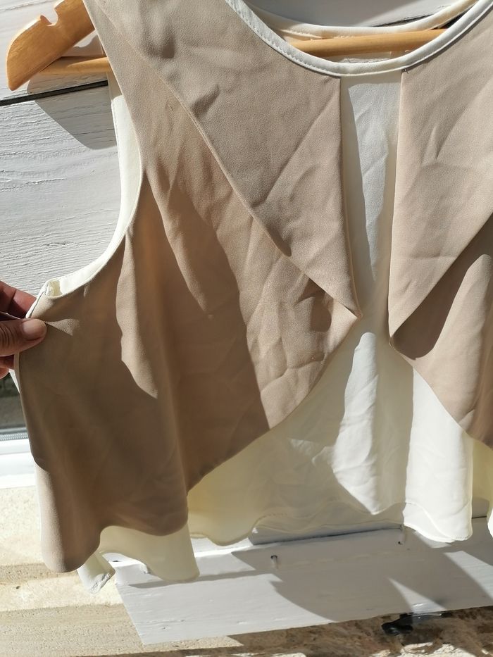 Débardeur fluide Zara taille 36 superposition couleur ivoire et beige - photo numéro 2