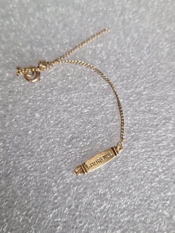 💛 Bracelet gourmette en or 18K – gravé “Laurence” (daté 13.4.61)