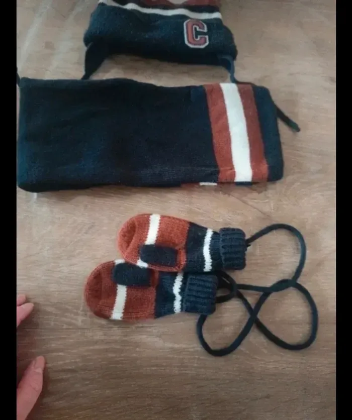 Ensemble bonnet écharpe mouffles garçons 6/12 mois - photo numéro 2