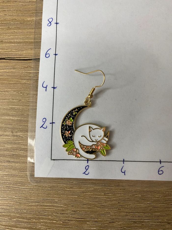 Boucles d’oreille chat lunaire rétro love - photo numéro 6