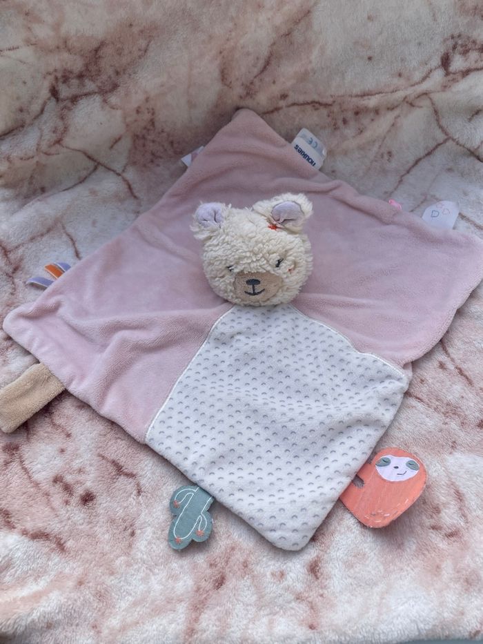 Doudou plat lama rose blanc Moris et Sacha Noukie’s - photo numéro 2