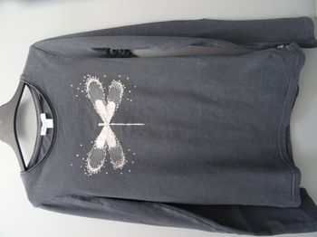 T-gris motif libellule- 10 ans