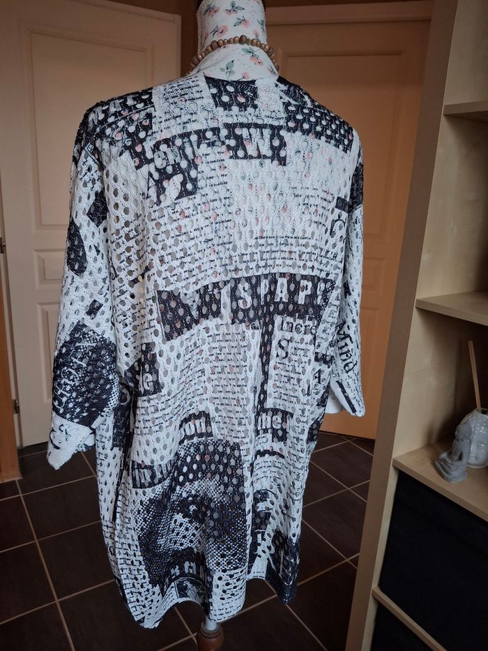 Gilet imprimé noir et blanc lailke ajourée neuf - photo numéro 3