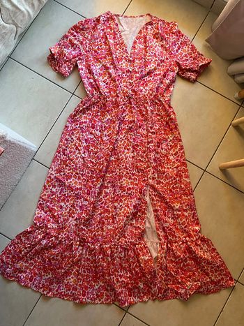 Robe femme longue léopard leo rouge orange blanc