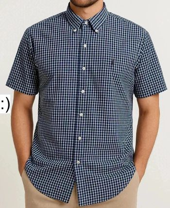 Chemise Ralph Lauren Blake L - Carreaux bleu marine - Authentique & vintage Y2K