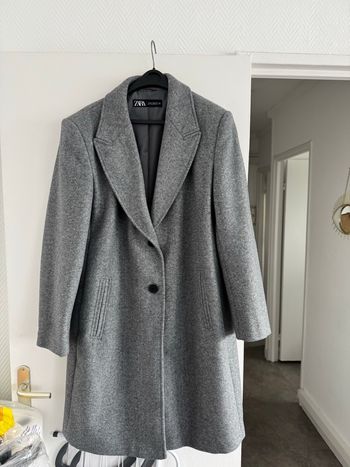 manteau long gris Zara