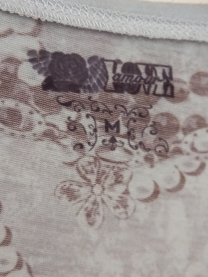 Haut femme gris avec motifs et brillant T: M - photo numéro 3