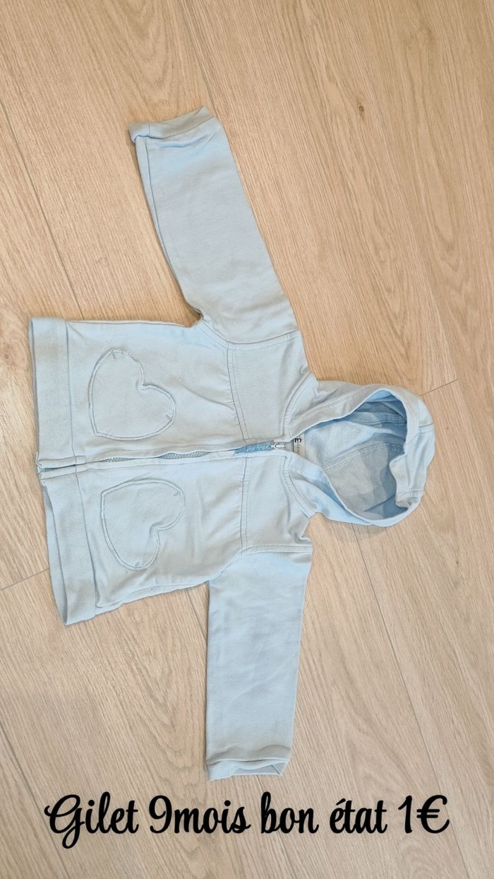 Gilet bleu ciel 9mois - photo numéro 1