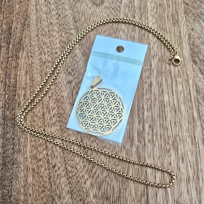 Collier fleur de vie acier - photo numéro 3