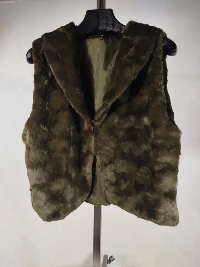 Gilet fausse fourrure Vert kaki Femme XL - photo numéro 4