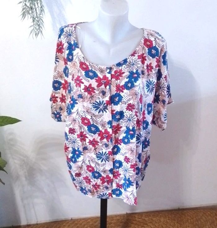 Tunique fluide à fleurs taille 50 - In extenso - 100% viscose