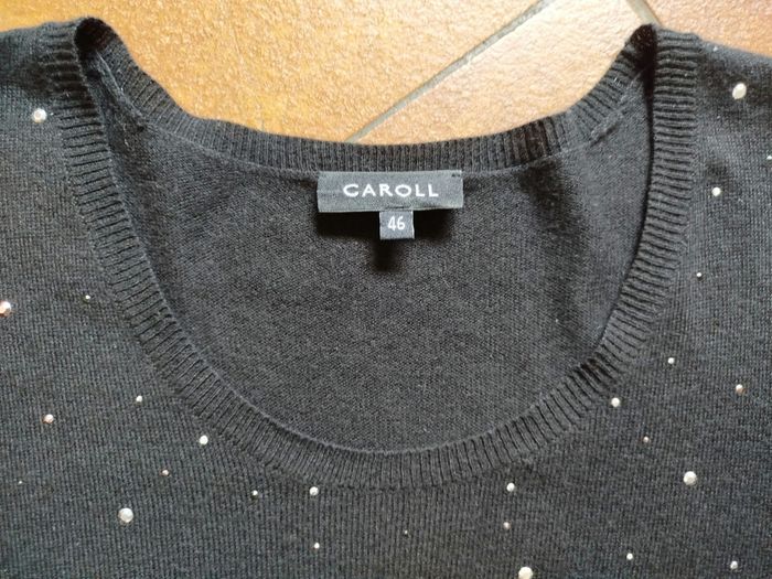 Pull Caroll taille 46 noir et strass manches 3/4 Comme Neuf - photo numéro 5