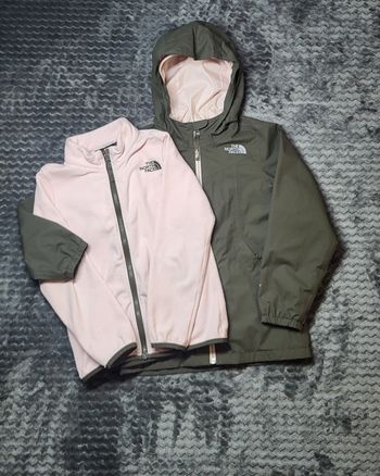 Coupe vent The North Face avec sa polaire The North Face / taille XS enfant / vert et rose