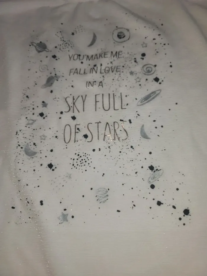 T-shirt blanc brillant argenté orchestra 14 ans tbe - photo numéro 2