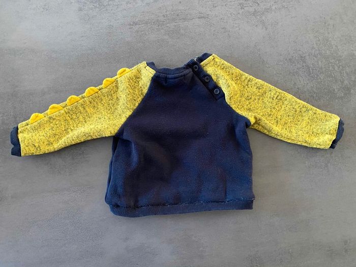 Pull moltoné marine/jaune Du Pareil Au Même - photo numéro 2