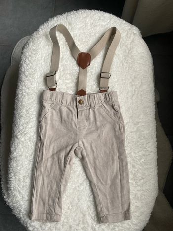 Pantalon beige avec bretelles garçon 6mois