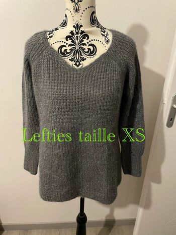 Pull manche longue tout doux gris métallisé oversize dos ouvert lefties taille XS