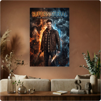 Affiche série "Supernatural" chasseur monstres action fantasy déco murale A3 Sans cadre