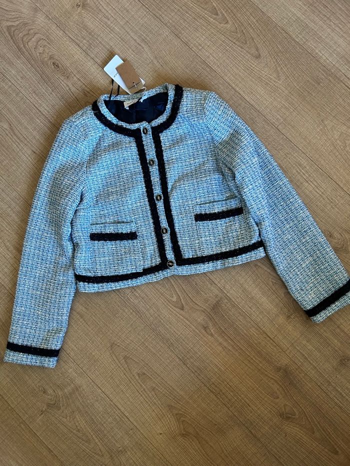 Veste bleue neuve en tweed Naf Naf taille 40 (valeur 69€) - photo numéro 8