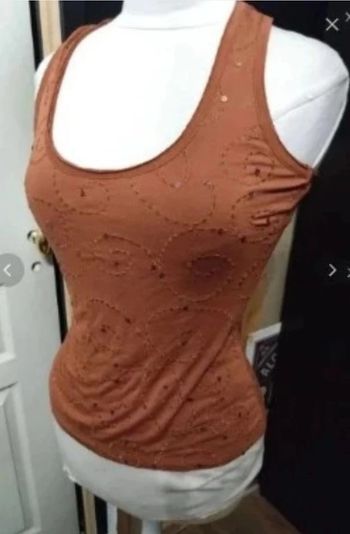 Débardeur 3 suisses neuf rouille et sequins t 34 36