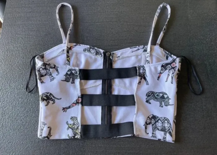 Top bustier imprimé éléphants Bershka – Taille M - photo numéro 4