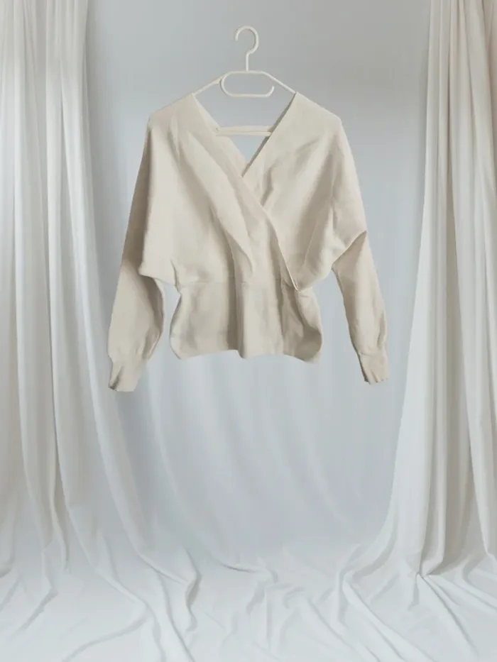 Pull blanc manches chauve-souris taille S - photo numéro 2
