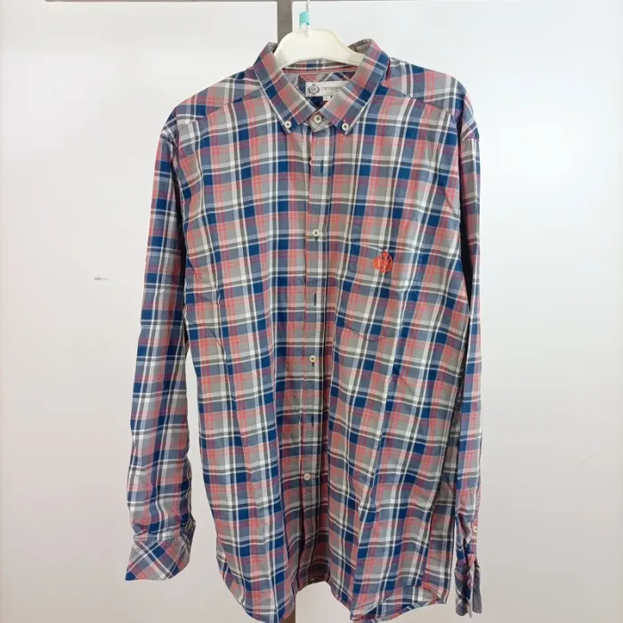 Chemise à carreaux bleu rouge gris Crossways 100 % coton taille L A902