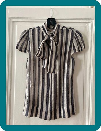 Blouse manches courtes soie noeud au cou xxs- BCBGmaxazria