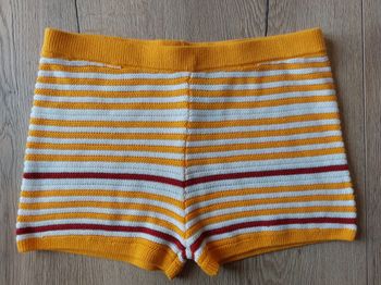 Short Undiz maille rayures jaune blanc bordeaux taille L