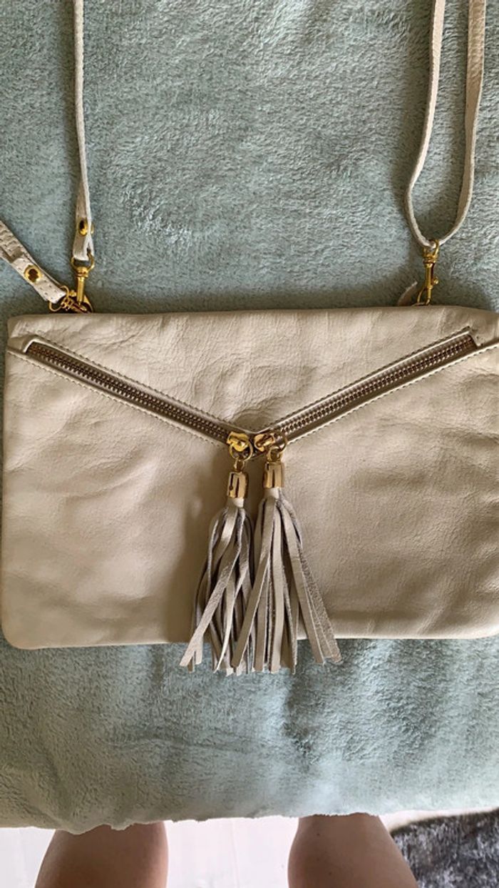 Sac bandoulière beige et doré - photo numéro 2