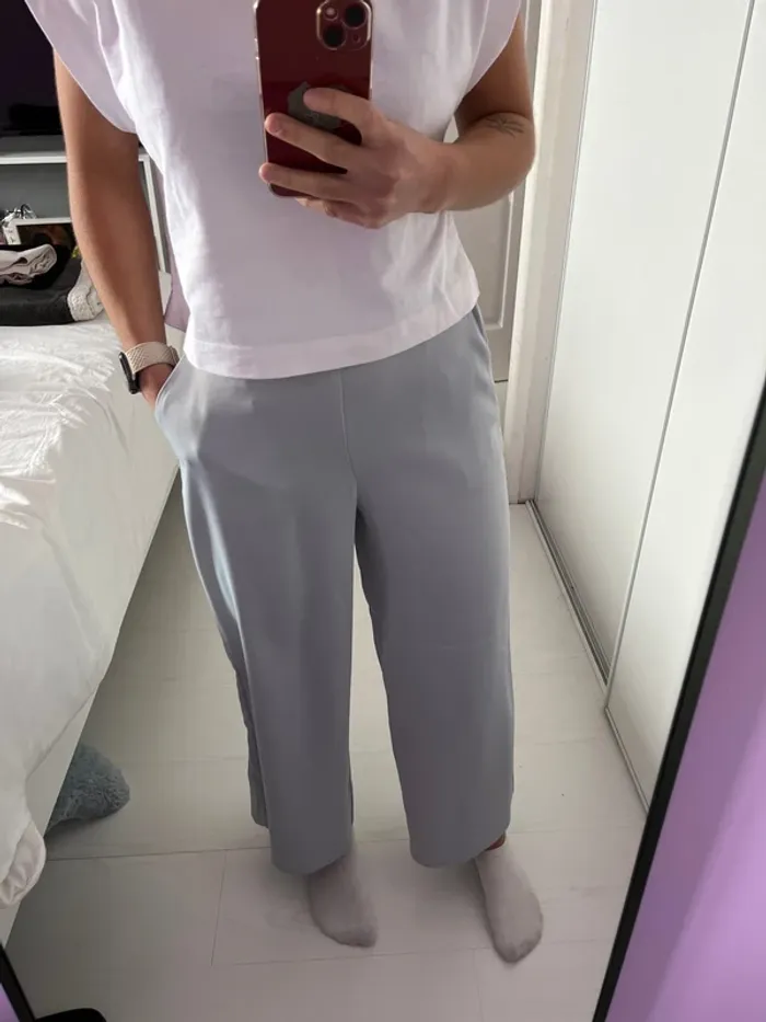 Pantalon bleu ciel/gris