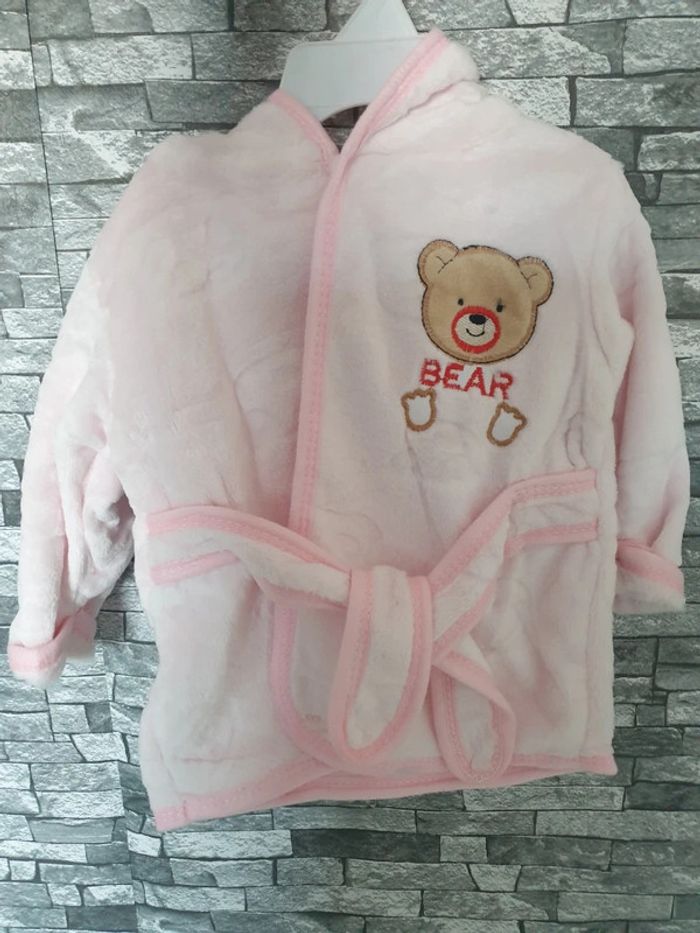 Peignoir à capuche polaire Rose bébé TU