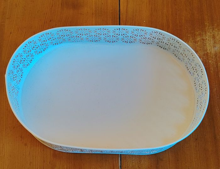 Plateau ovale, métal, blanc - photo numéro 4
