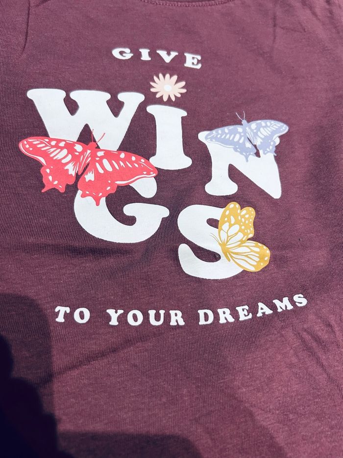 Teeshirt manches longues rose/violet motif fleurs 8 - photo numéro 2