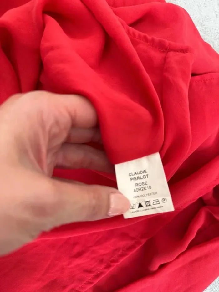 Superbe Robe d'été Claudie Pierlot rouge taille 2 donc médium - photo numéro 9