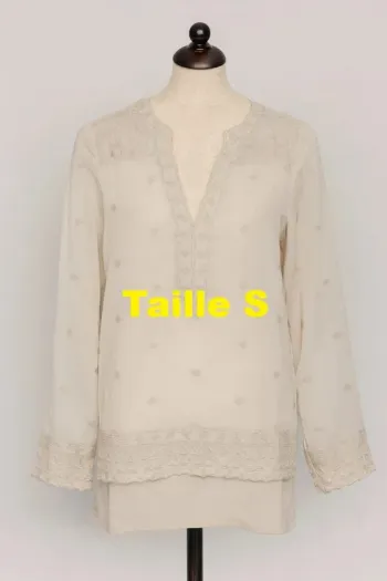Tunique manche longue voile semi transparente beige Vero Moda Taille S