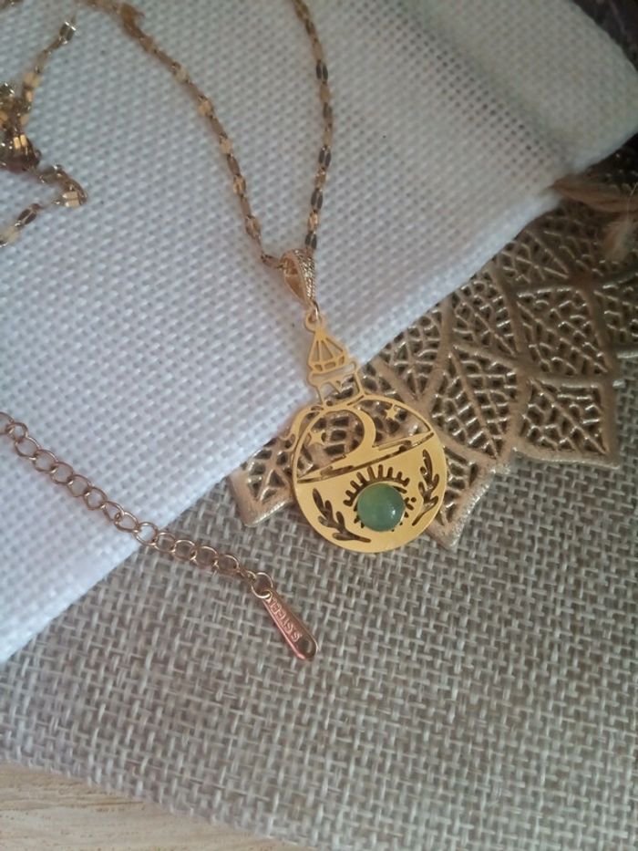 Collier fiole de potion magique et pierre d'aventurine verte - photo numéro 3