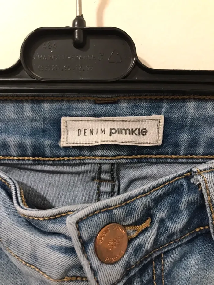 Pantalon jeans ski ni 👖 pimkie taille basse élastique bleu clair taille S - photo numéro 3
