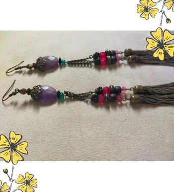 Boucles d’oreilles longues bohème chic – Collection Reflets de Lavande