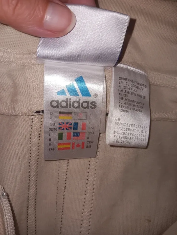 Adidas vintage polo taille S manche courte zippé beige noir - photo numéro 6