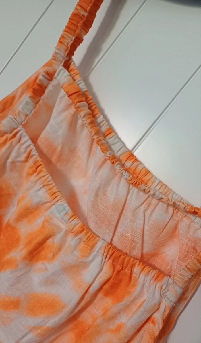 Robe ample orange et blanche h&m taille 12-13 ans - photo numéro 3
