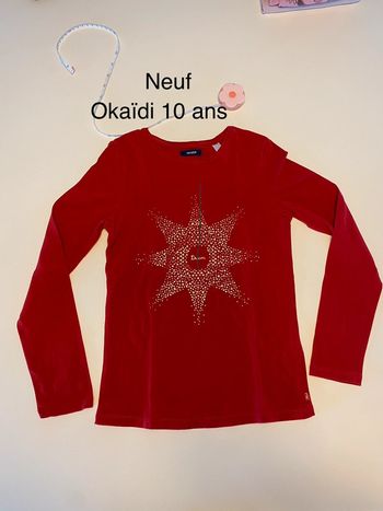 Tee shirt ML Okaidi rouge neuf 10 ans