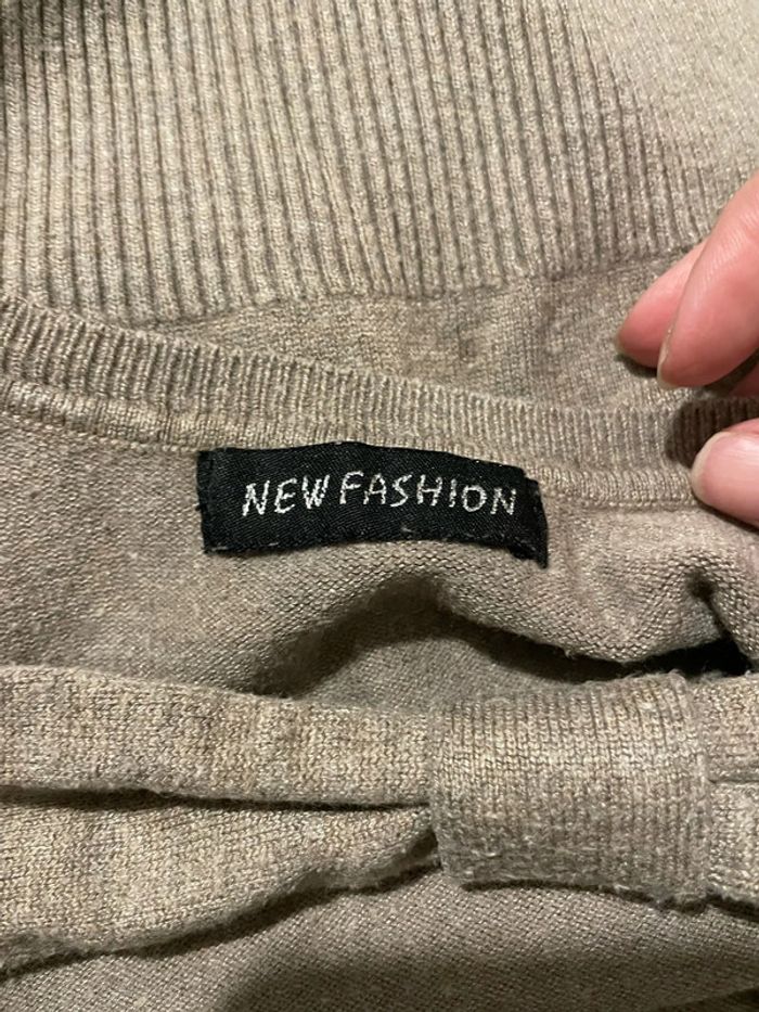 Pull beige à manches longues dos ouvert noeud New fashion taille 36 - photo numéro 5
